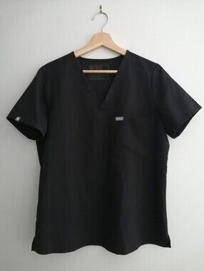 Figs Catarina One Pocket Short Sleeve Scrub Top Black Size Medium